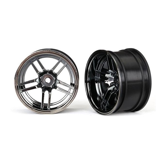 Wheels, 1.9' split-spoke (black chrome) (wide, rear) (2), TRX8372