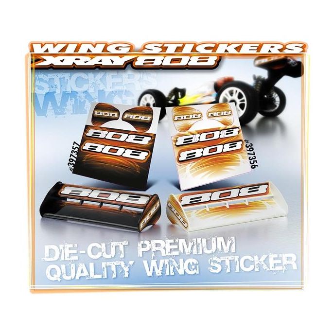 Xray XB808 Wing Sticker Die-Cut White, X397356