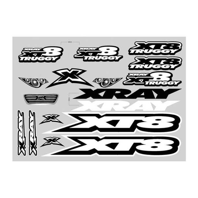Xray XT8 Sticker For Body White, X397346