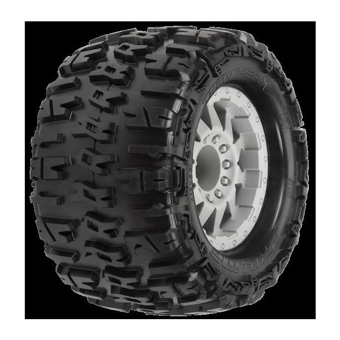 Trencher X 3.8 (Traxxas Style Bead) All Terrain Tires Mounted on F-11 Stone Gray