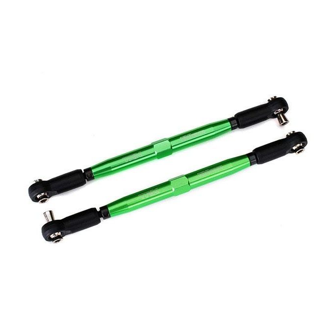 Toe links, X-Maxx (TUBES green-anodized, 7075-T6 aluminum, stronger than titaniu