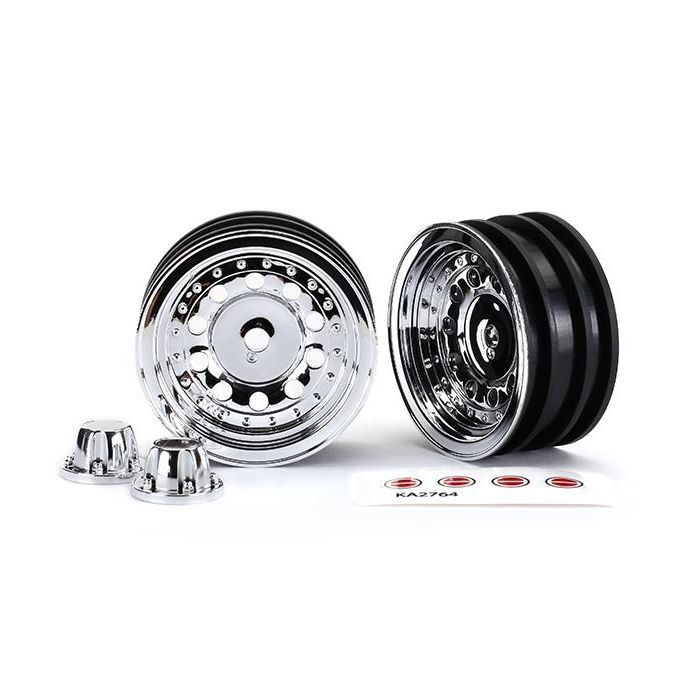 Wheels, 1.9', chrome (2)/ center caps (2)/ decal sheet (requires #8255A extended