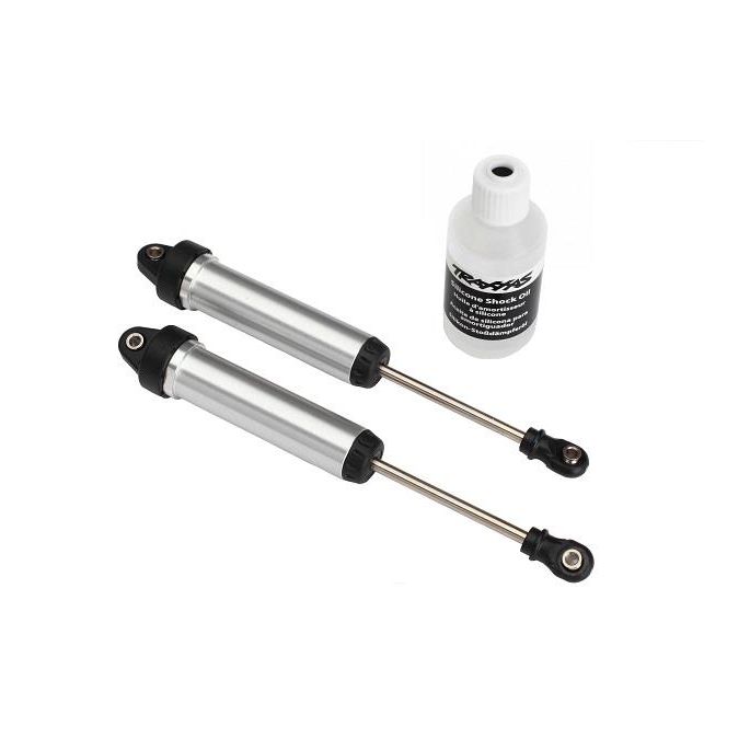 Shocks, GTR, 134mm, silver aluminum (fully assembled w/o springs) (front, no thr