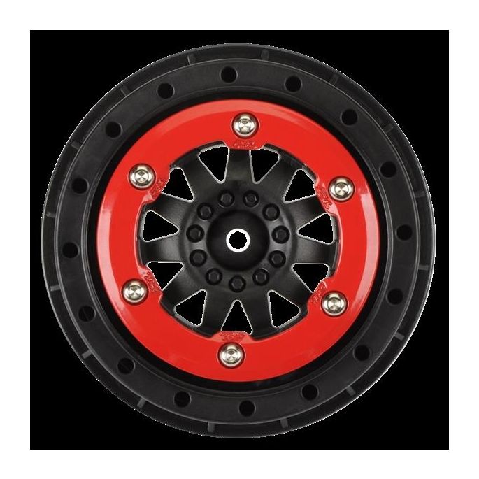 F-11 Red/Black Bead-Loc Whls (2) Slash 2wd Rr/4x4 F/R