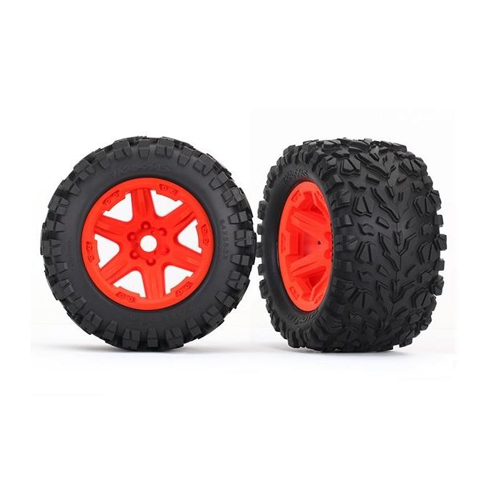 Tires & wheels, assembled, glued (orange wheels, Talon EXT tires, foam inserts)