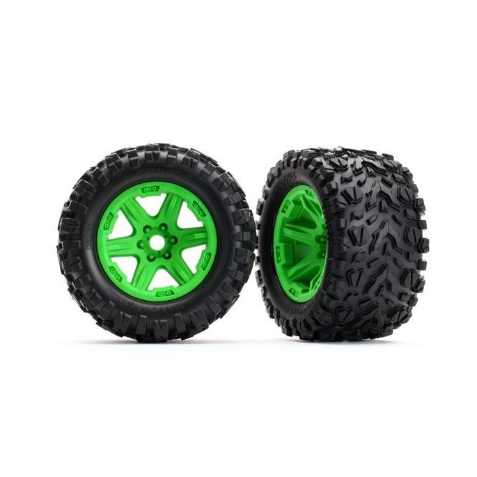 Tires & wheels, assembled, glued (green wheels, Talon EXT tires, foam inserts) (