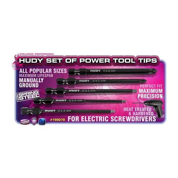 Set Of Power Tool Tips 2.0, 2.5, 3.00mm + 4.0, 5.8 Phillips, H190070