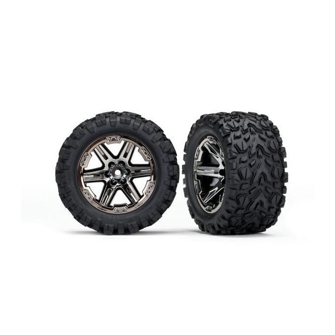 Tires & wheels, assembled, glued (2.8') (RXT black chrome wheels, Talon Extreme tires, foam inserts) (2WD electric rear) (2) (TSM rated)